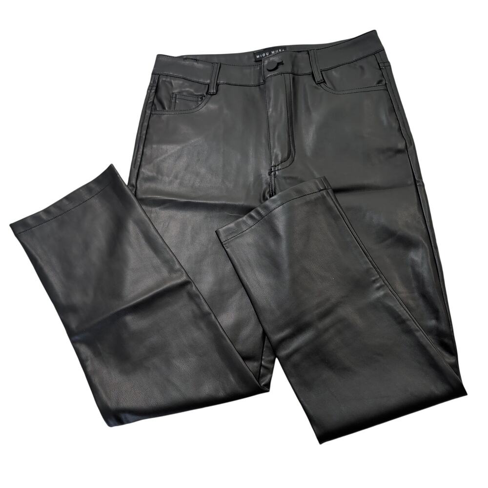 Miou Muse Faux Leather Straight Leg Pants, Size Medium